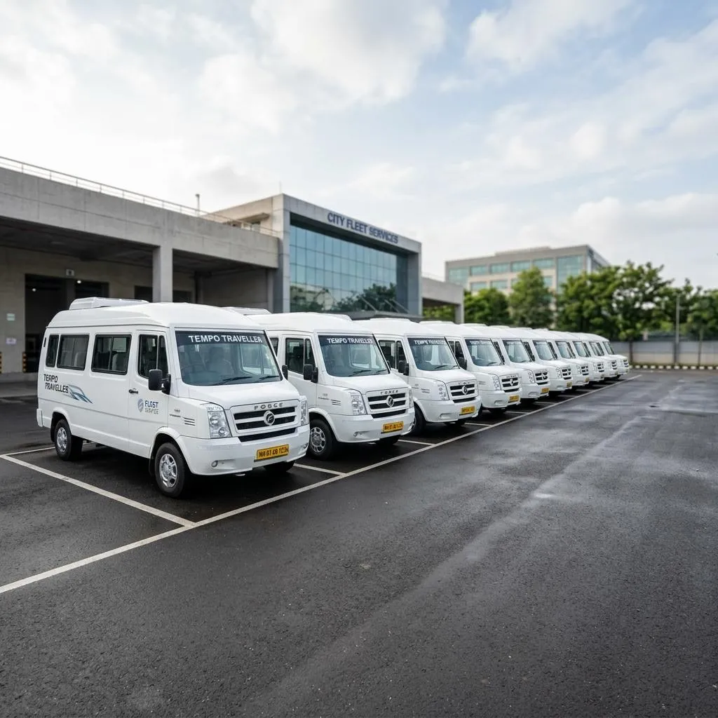 Tempo Traveller Fleet ready for outstation trips